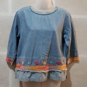 Blue Bayou Denim Blue Casual Top